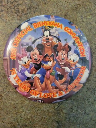 1998 Official Disneyana Convention 75 Years of Love & Laughter Large 4" Button