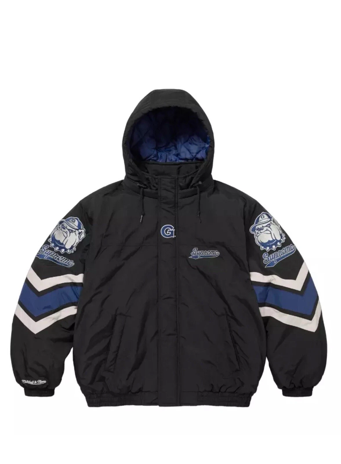 Veste de stade à capuche Supreme®/Mitchell & Ness® NCAA noire ! Taille LARGE .. A LA MAIN