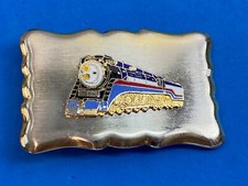 Western Gold Tone Colorful Train Coal Steam Locomotive Collectors Belt Buckle