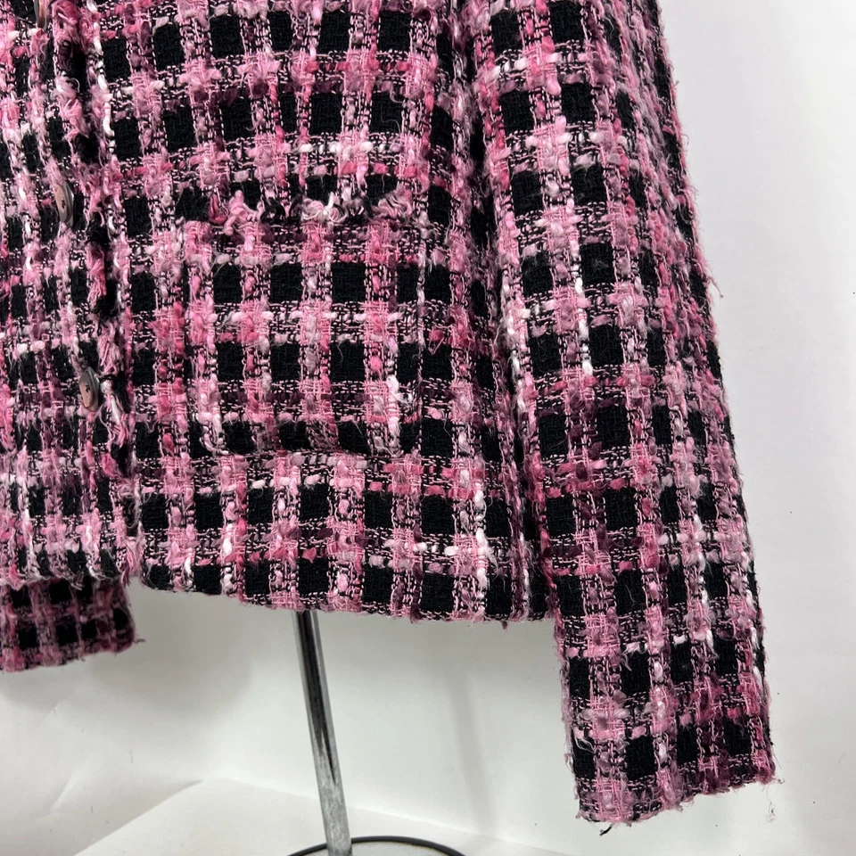 Chaqueta Blazer Requirements Para Mujer Talla 10 Manga Larga Rosa Tweed Mezcla Lana Foto 4 de 4