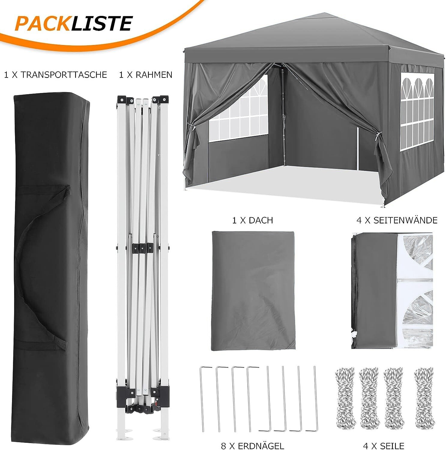 10'x10' Outdoor Pop-Up Canopy Tent, Waterproof Heavy Duty Gazebo w/ 4 Sidewalls