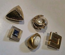 Vintage Givenchy Signed Gold Tone Lot Of Five Unmatched Single Earrings