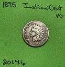 1875 Indian Head Cent / Penny 1c Vg Very Good
