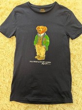 Women XS Polo Ralph Lauren Bear T-Shirt Navy Classic Iconic Collectible Vhtf LTD
