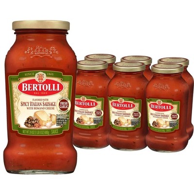 Bertolli Spicy Italian Sausage  with Romano Cheese   Sauce, 24oz (Pack of 6)