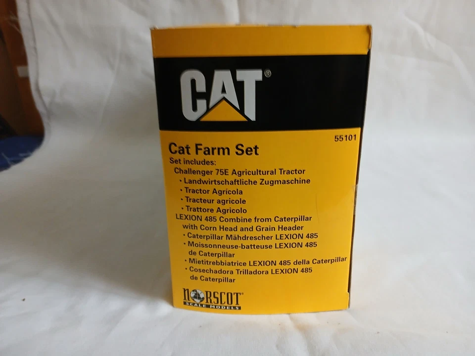 Cat Lexion 485 Combine & Challenger 75E Tractor Farm Set By Norscot 1/64 Scale - Image 2 of 4
