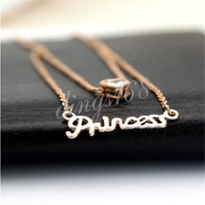 Solid 18K ROSE Gold Filled Hypo-Allergenic Crystal Heart/Princess Necklace N254R