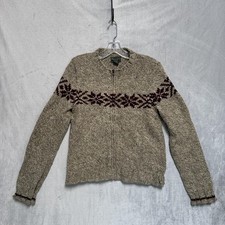 Abercrombie  Fitch Sweater Womens S Beige Wool Fair Isle Full Zip Knit Nordic