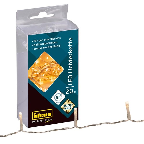 Idena 20 Led Lichterkette Warmweiß Weihnachten Innen Deko Weihnachtsbeleuchtung-image