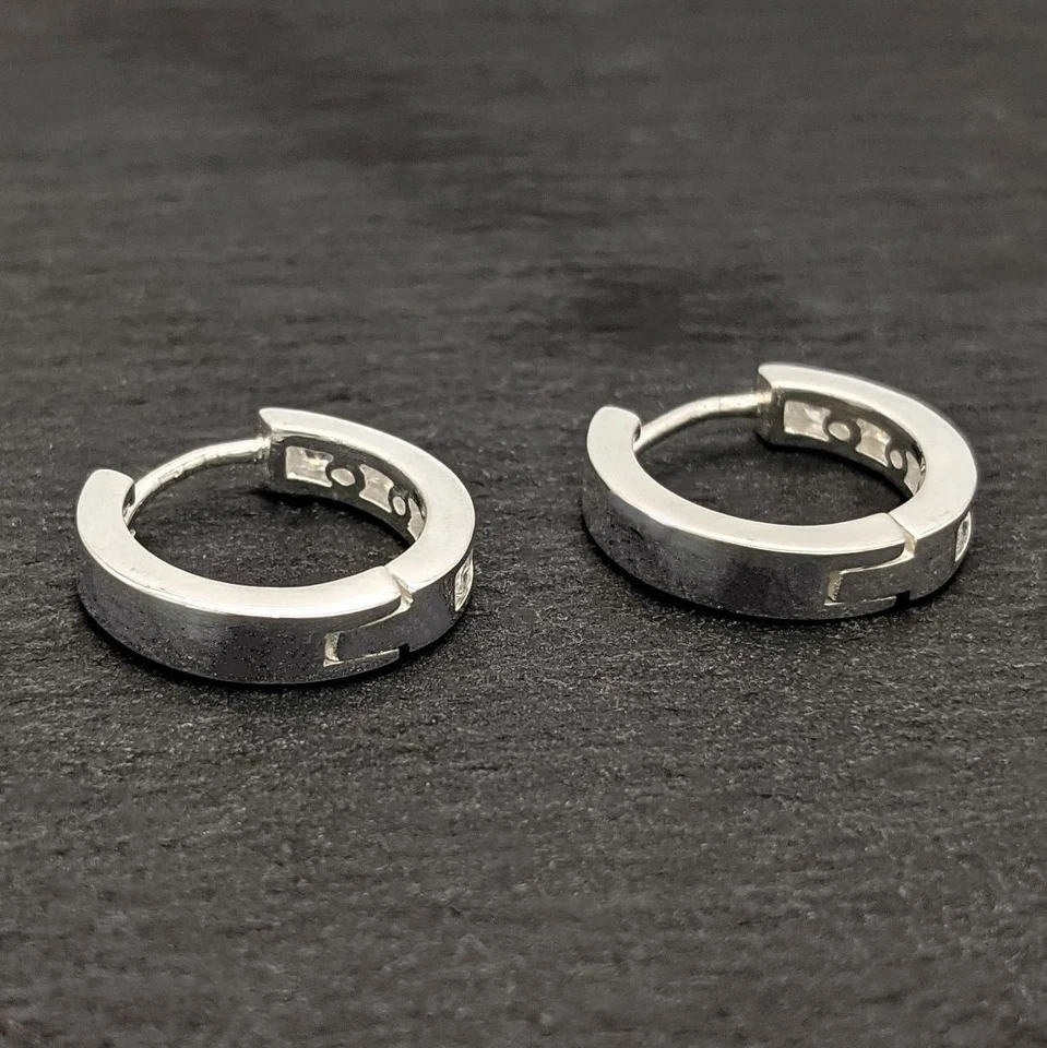 Silverly Donna Argento 925 Quadrato Zircone Cubico Canale Orecchini A Cerchio - Immagine 3 di 4