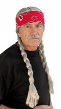 HandinHandCreations Hippie Willie Wig Cowboy Country Braids Wig USA Bandana