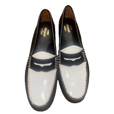 G.H. Bass Weejuns Whitney Shoes Penny Loafers Black White Leather Oxfords 9.5 M