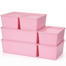 6 Pcs Large and Small Plastic Storage Bins with Lids 14.4 x 10.4 x 5.1 Inch S...