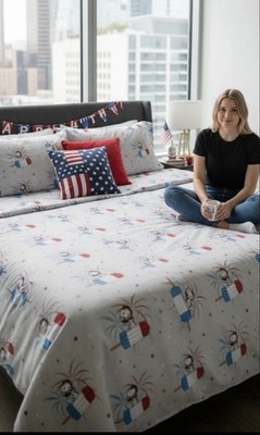 NEW BERKSHIRE PEANUTS SNOOPY  GRAY POPSICLE FIREWORK Full SHEET SET
