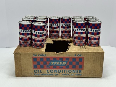 14 Vintage 5 oz Cans STEED OIL Conditioner Original Case Box Great Display Items