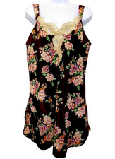 VTG California Dynasty Nightgown Slipdress M Loungewear USA Maroon Floral Lace