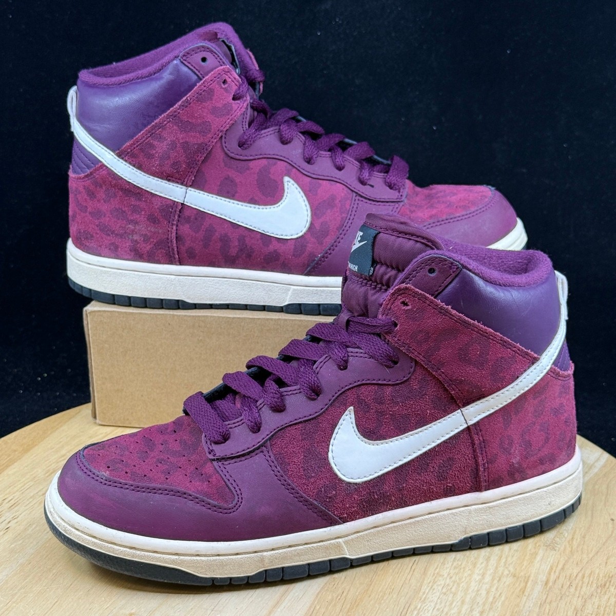Burgundy Purple High Tops Nike Nike Dunk High Leopard 342257-613