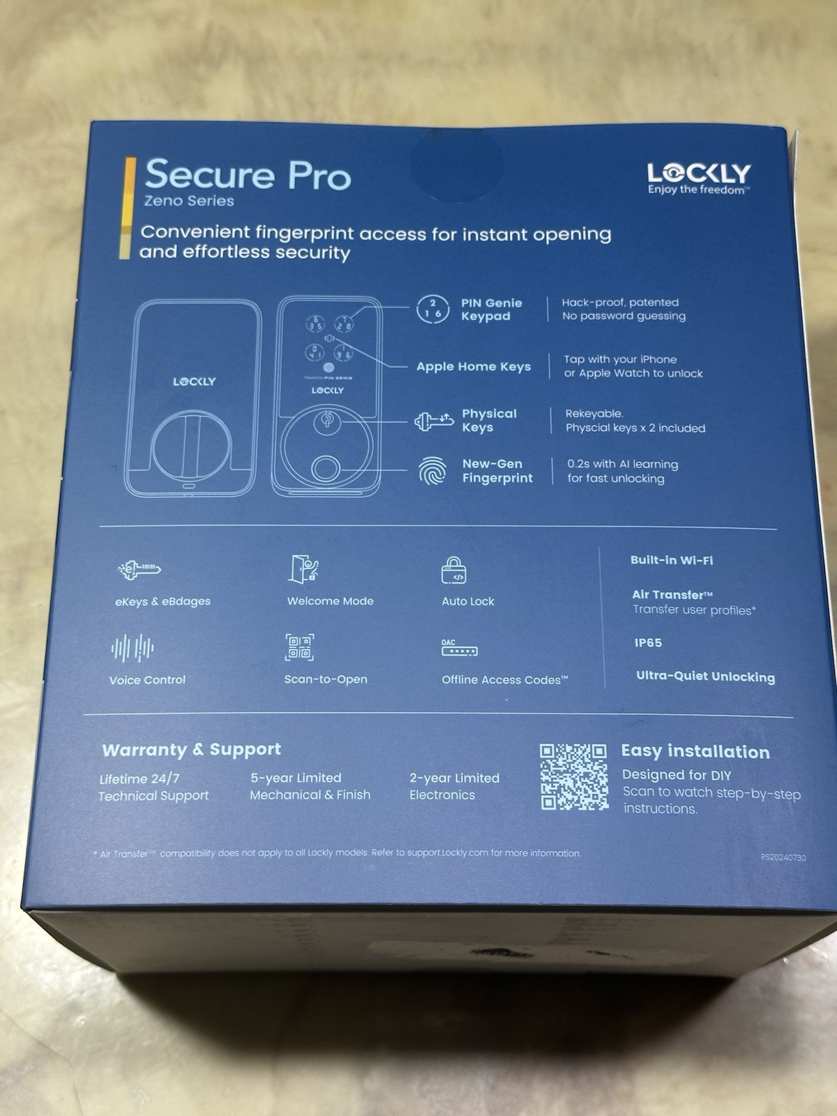 Lockly Secure Pro Zeno Series Deadbolt Lock/Fingerprint/WiFi Matte Black/SEALED!