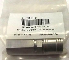 Legacy A64619-BG SS Hi Flo Air Coupler 1/4" Body 3/8" FNPT Connection