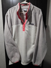 COLUMBIA Plus 3X Benton Springs Half Snap Pullover Fleece Jacket Pink Beige Gray