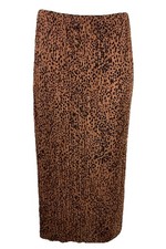 Anthropologie Sz M Animal Print Pleat Straight Maxi Skirt Brown Black Pull On AZ