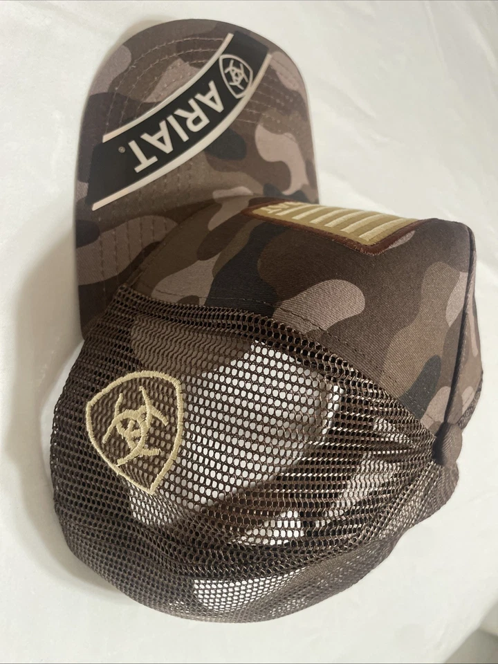 Gorra Ariat Para Hombres B-Fit Escudo Logo Malla Espalda Snapback Sombrero Foto 2 de 4