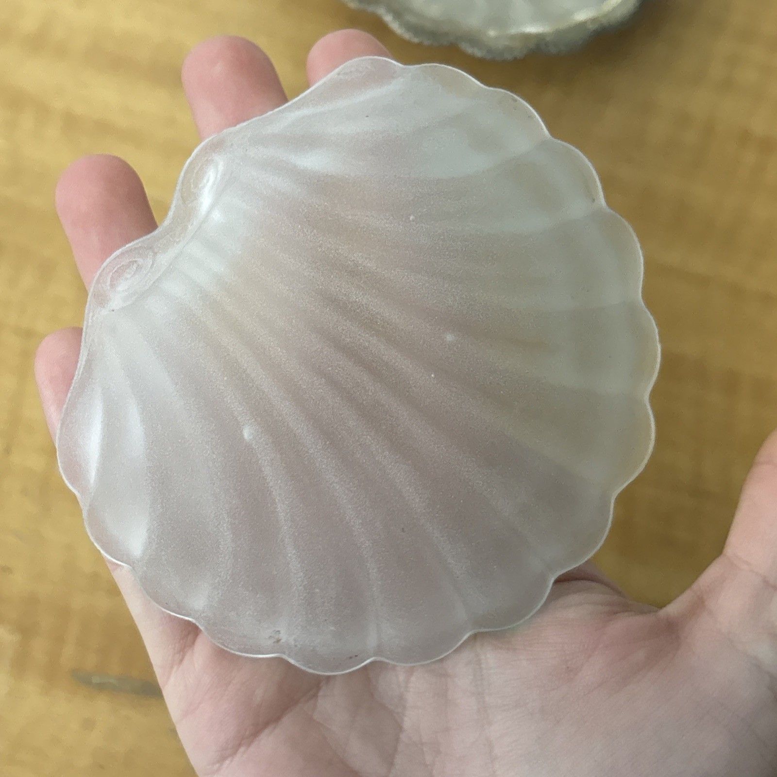 Vintage E & J Leek Silverplate Clamshell With Frosted Glass Liner Container