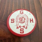 1944-45 Simon Gratz High School Bulldog Union Label Button Pin Philly Masonic