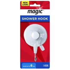 Magic Shower and Bathtub Suction Hook in White/ Metal