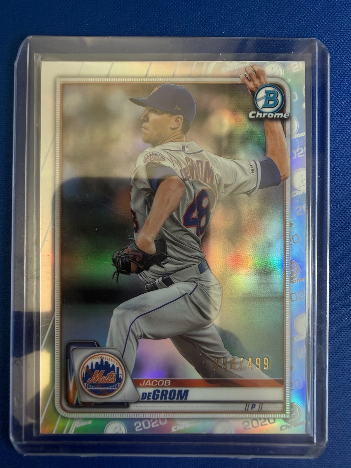 2020 Bowman Chrome Jacob DeGrom #27  Silver Refractor 098/499