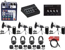 Soundcraft 4-Person Podcast Podcasting Recording Kit w/Mics Stands Headphones