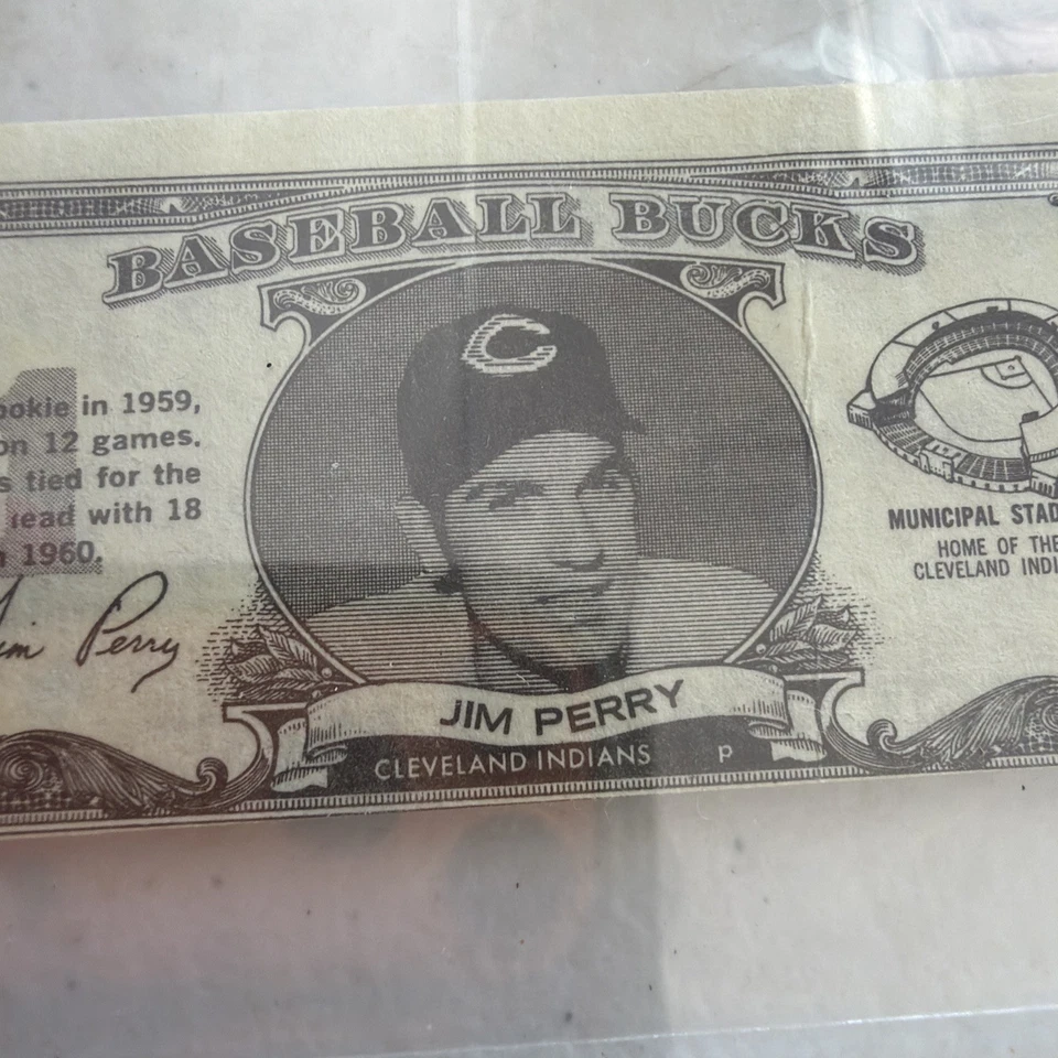 1962 Topps Bucks Jim Perry Cleveland Indians Foto 3 de 4