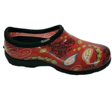 Sloggers Red Paisley Low Top Waterproof Garden Clogs Women's  10 USA EXCELLENT
