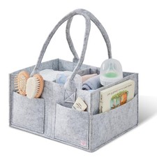 Upgraded Baby Diaper Caddy Organizer, Portable Nursery Storage Bin with Handl.