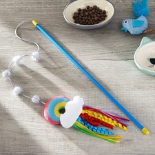 Rainbow Wand Teaser Cat Toy with Catnip for Cats Interactive Feather Play