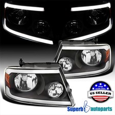 Fits 2004-2008 Ford F150 2006-2008 Lincoln Mark Lt Headlights Led Strip Black