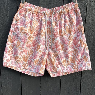 Love Brand & Co Coral Swim Shorts Medium 4'' Resort Drawstring Lined Surf Beach