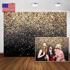 7X5Ft Black and Gold Backdrop Golden Spots Backdrop Vintage Astract Glitter Back