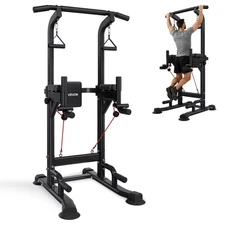 VEVOR Pull Up Bar, 330 LBS Power Tower Dip Station, Workout Dip Station with H-S