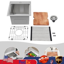 15 x 15 Inch Stainless Steel Drop-in Bar Sink Topmount Kitchen Sink Single Bowl