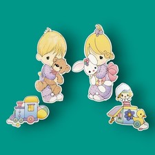 Precious Moments Nursery Wall Art 4-Piece Set Boy Girl with ToysVintage 2001
