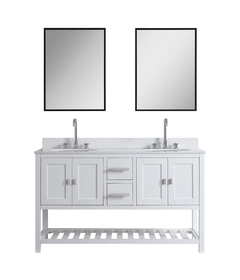 Шкаф-основание для туалетного столика Design Element Monaco 60 дюймов белый без верха - Изображение 2 из 4