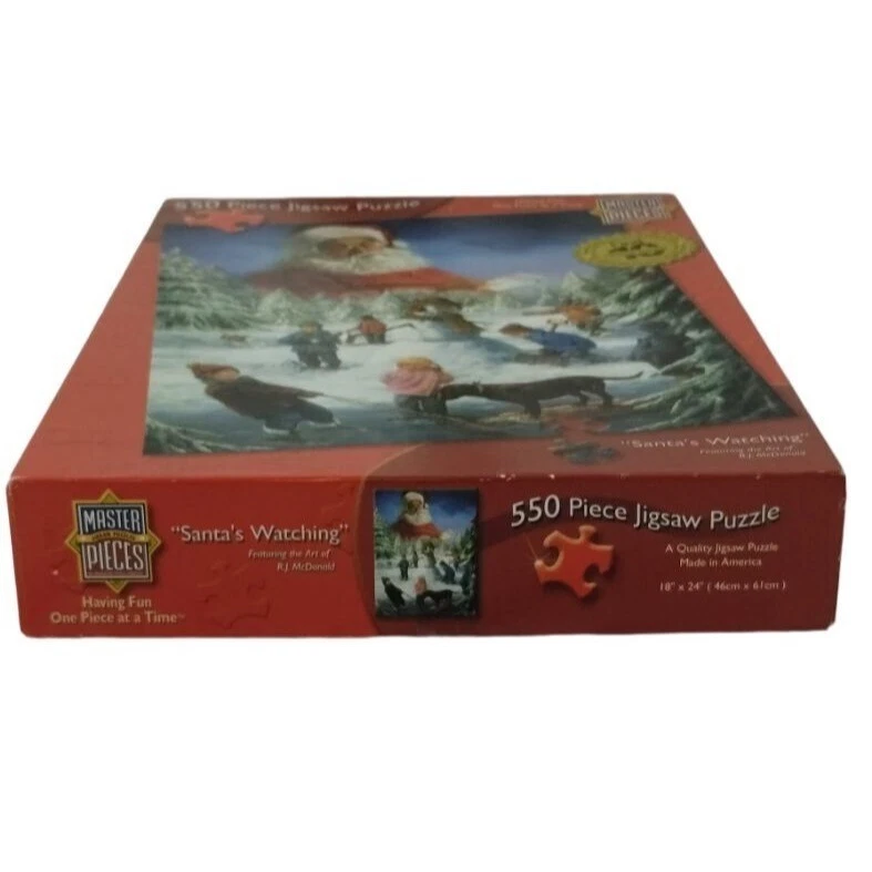 Rompecabezas MasterPieces Santas Watching 550 piezas 100% completo Navidad Foto 4 de 4