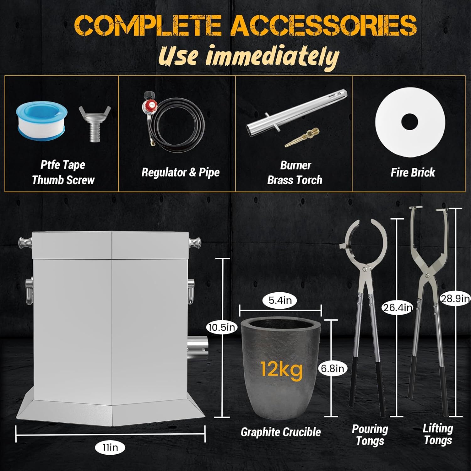 CANALHOUT 12KG/26.5lbs Propane Melting Furnace Kit with Two Tongs and Crucible..