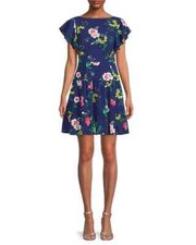 NWT Eliza J Size 8 Floral Tiered Dress Flutter Short Sleeves Knee Length