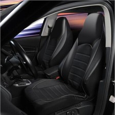2pcs Car Front Seat Covers Synthetic Leather High Back Bucket Protector Cushions