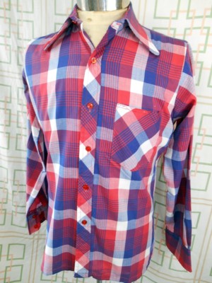 Vintage 60s 70s Red White \u0026 Blue Plaid 
