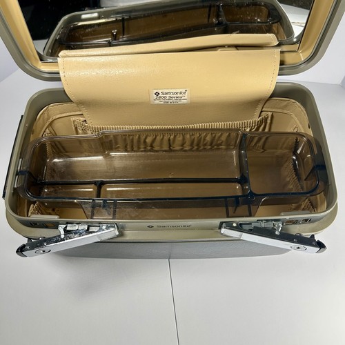 Vintage Samsonite 2800 Series Train Case Blue Hard Shell Makeup Vanity Luggage - Picture 6 of 14
