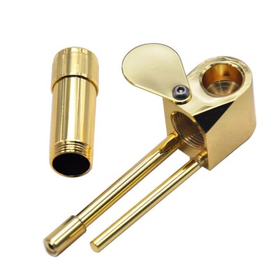 Solid Brass Herb Tobacco Pipe Smoking Proto Tar Trap Stash Storage
