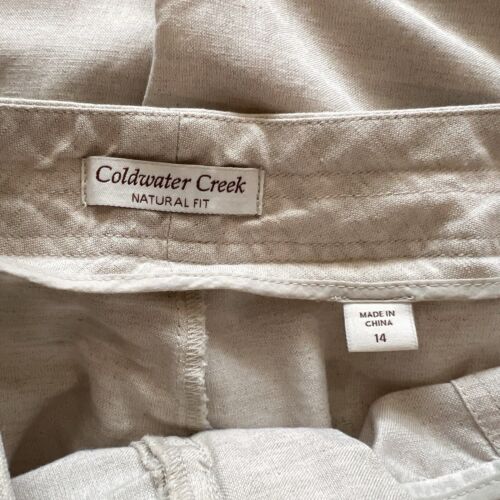 Coldwater Creek Natural Fit Women’s Size 14 Flax Tan Linen Pants Straight Leg - Picture 5 of 7